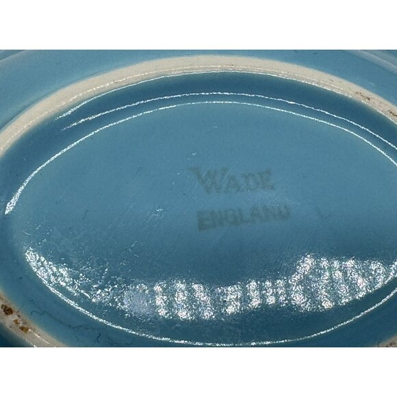 Vintage Wade Golden Turquoise Small Gravy Boat w Under Plate Gold Teal B - Picture 9 of 10